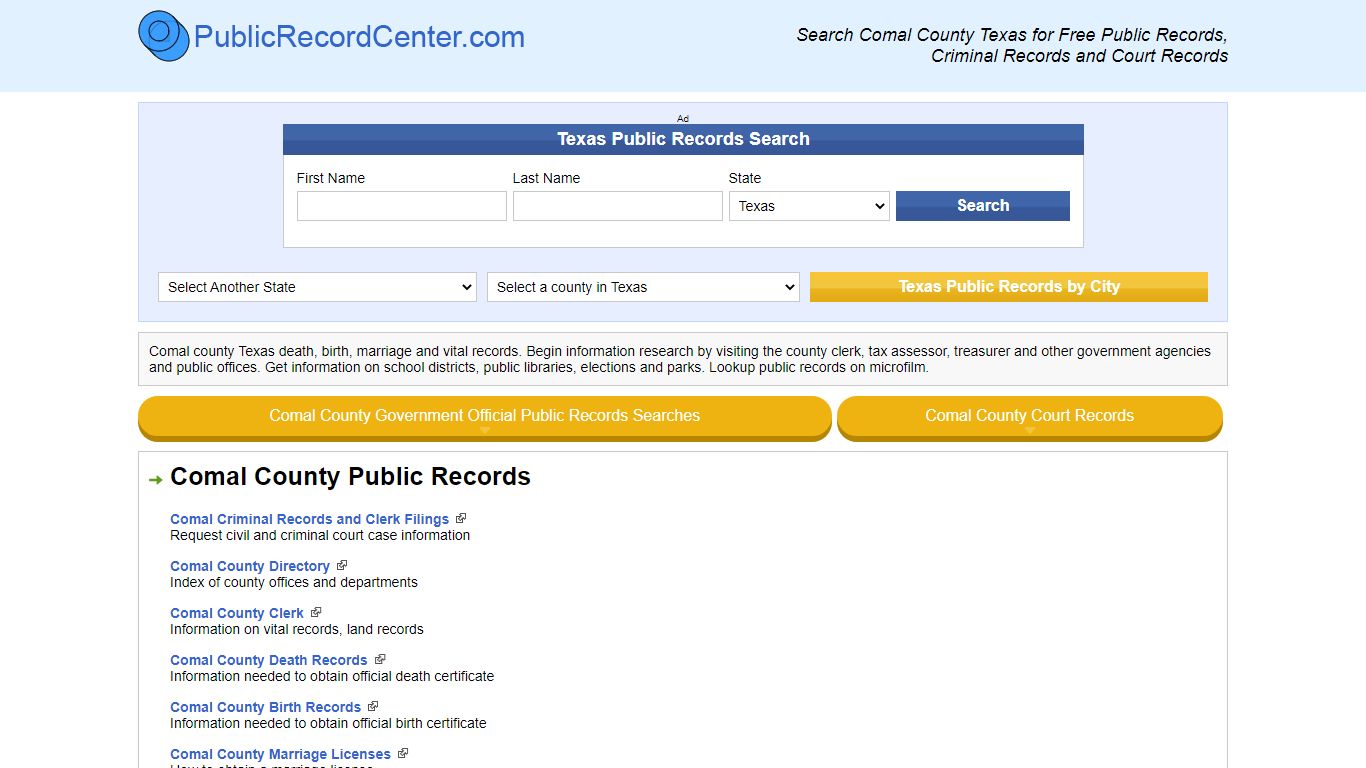 Comal County Texas Free Public Records - Court Records ...
